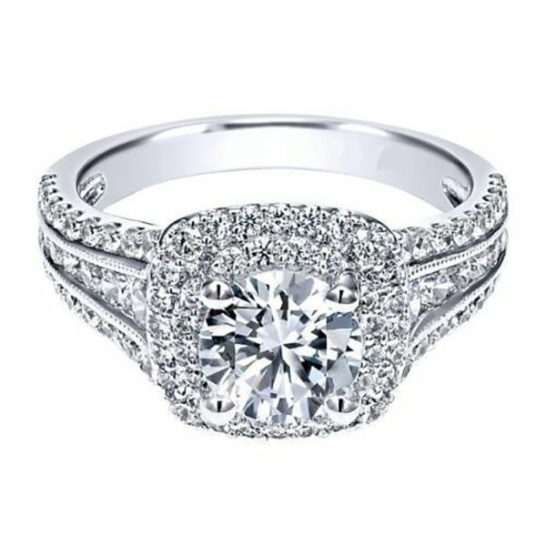 Platinum Plated Big Square Diamond Eternity Wedding Ring Clear Cz Cubic Zirconia Bridal Engagement Ring for Women Gift