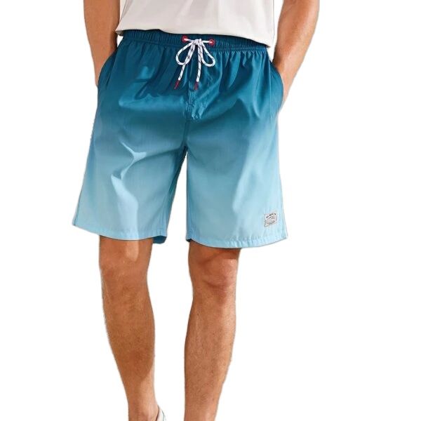 Sport Shorts Plaid Drawstring Shorts Men Patched Ombre Drawstring Swim Trunks