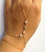 Double Chain Crystal Charm Bracelet Finger Ring Set Slave Hand Harness Handchain