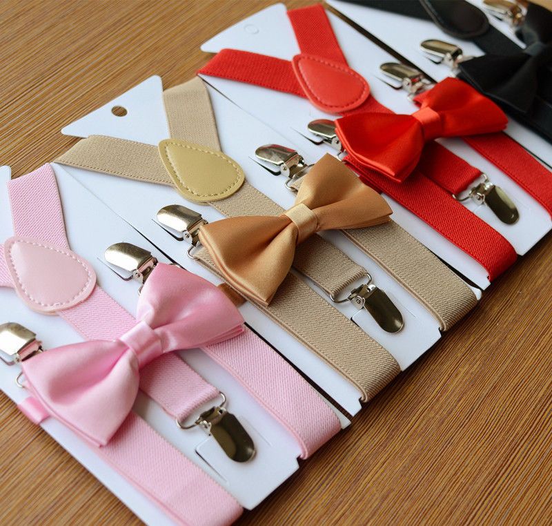 Kids Braces Bowtie Sets Adjustable Suspenders and Bow Tie Gift for Boys Girls
