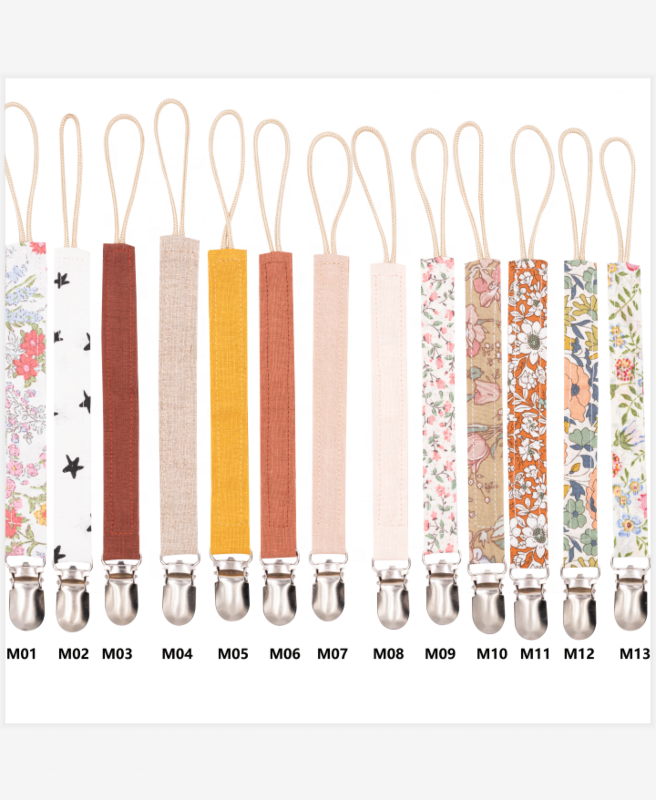 Flax Cotton Baby Pacifier Clip Chain Dummy Holder for Infant Boys Girls